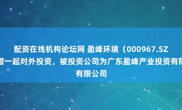 配资在线机构论坛网 盈峰环境（000967.SZ）新增一起对外投资，被投资公司为广东盈峰产业投资有限公司