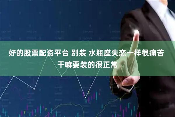 好的股票配资平台 别装 水瓶座失恋一样很痛苦 干嘛要装的很正常