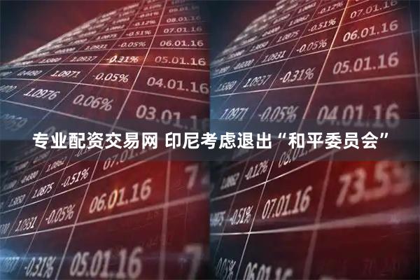 专业配资交易网 印尼考虑退出“和平委员会”